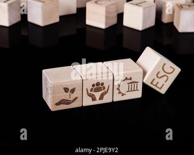 ESG symbols as a concept for solving environmental, social and governance problems Stock Photo