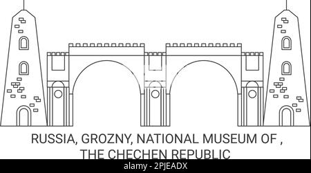 Russia, Grozny, National Museum Of , The Chechen Republic travel landmark vector illustration Stock Vector