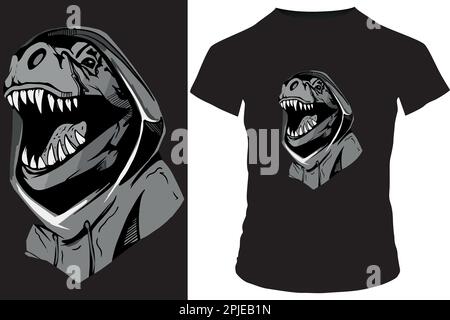Gangster dinosaur in hoodie. Vector illustration for tshirt, website, print, application, logo, clip art, poster and print on demand merchandise Stock Vector