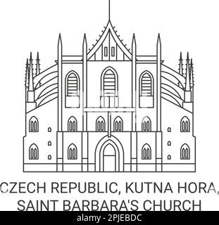 Czech Republic, Kutna Hora, Church Of St Barbara travel landmark vector illustration Stock Vector