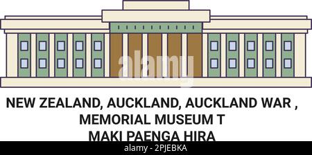 New Zealand, Auckland, Auckland War , Memorial Museum Tmaki Paenga Hira travel landmark vector illustration Stock Vector