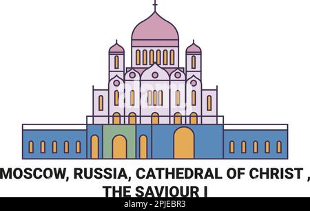 Russia, Moscow, Cathedral Of Christ , The Saviour I travel landmark vector illustration Stock Vector