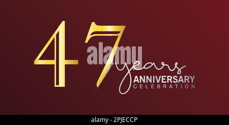 47th Years Anniversary Logo Gold and red Color isolated on elegant background, vector design for greeting card and invitation card Stock Vector