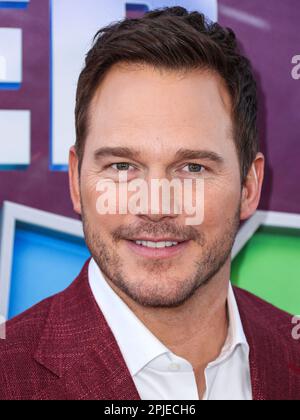 LOS ANGELES, CALIFORNIA, USA - APRIL 01: American actor Chris Pratt arrives at the Los Angeles Special Screening Of Universal Pictures, Nintendo And Illumination Entertainment's 'The Super Mario Bros. Movie' held at the Regal Cinemas LA Live & 4DX Movie on April 1, 2023 in Los Angeles, California, United States. (Photo by Xavier Collin/Image Press Agency) Stock Photo