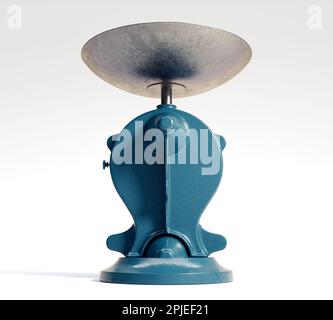 A vintage cast iron weight scale on a white isolated background - 3D render Stock Photo