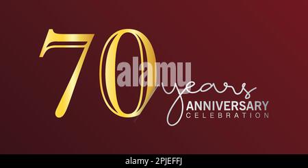 70th Years Anniversary Logo Gold and red Color isolated on elegant background, vector design for greeting card and invitation card Stock Vector