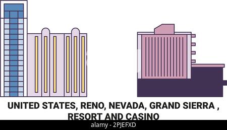 United States, Reno, Nevada, Grand Sierra , Resort And Casino travel landmark vector illustration Stock Vector