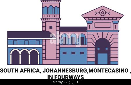 South Africa, Johannesburg,Montecasino , In Fourways travel landmark vector illustration Stock Vector