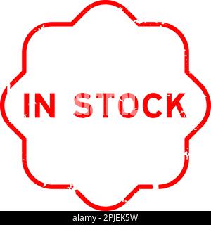 Grunge red in stock word round seal stamp on white background Stock Vector