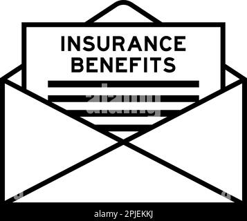 Envelope and letter sign with word insurance benefits as the headline Stock Vector