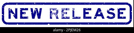 Grunge blue new release word rubber seal stamp on white background Stock Vector
