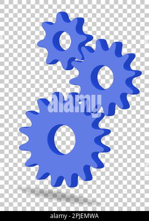 3D cogwheel gear with shadow for your design. Stock Vector