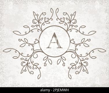 Floral calligraphic frame for monogram or other design with letter A Stock Vector