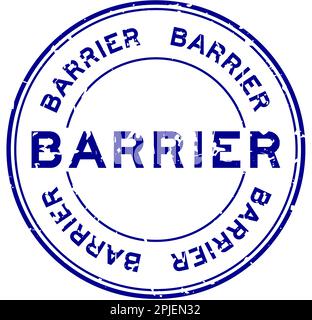 Grunge blue barrier word round rubber seal stamp on white background Stock Vector