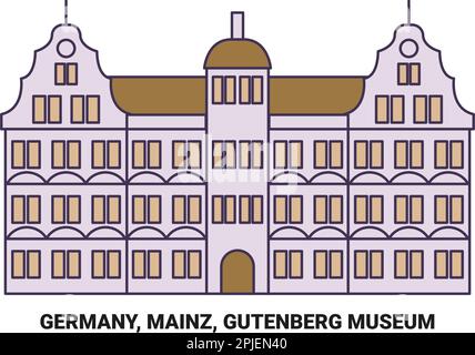 Germany, Mainz, Gutenberg Museum travel landmark vector illustration Stock Vector