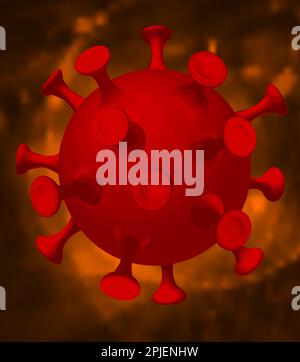Patogen coronavirus in bloody red tones. Vector illustration. Stock Vector