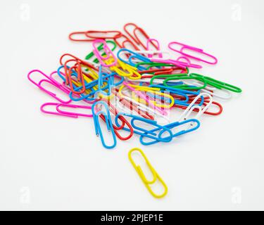Paper colored clips isolated on white background Stock Photo