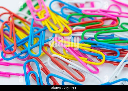Paper colored clips isolated on white background Stock Photo