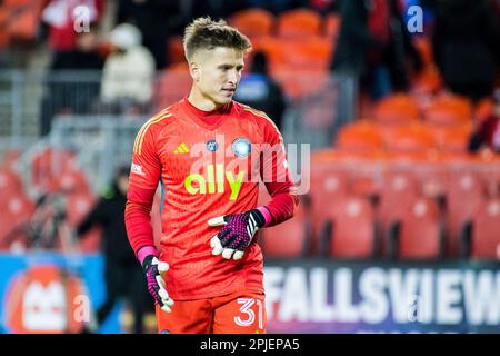 Toronto, Canada. 01st Apr, 2023. George Marks #31 in action during the MLS game between Toronto FC and Charlotte FC at BMO field in Toronto. The game ended 2-2 Credit: SOPA Images Limited/Alamy Live News Stock Photo