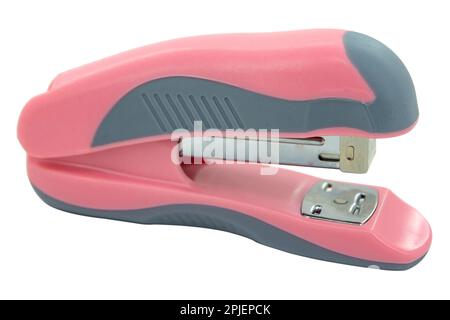 Pink professional stapler isolated on white background Stock Photo