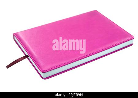 Leather personal office notebook isolated on the white Stock Photo