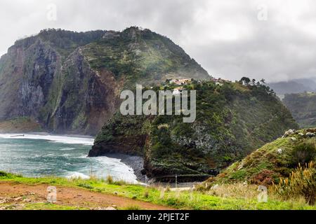 view from the crane viewpoint on the Guindaste mirador on the island of Madeira on a winter day Stock Photo