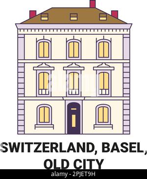 Switzerland, Basel, Old City travel landmark vector illustration Stock Vector