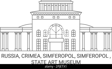 Russia, Crimea, Simferopol, Simferopol , State Art Museum travel landmark vector illustration Stock Vector