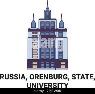 Russia, Orenburg, State, University travel landmark vector illustration Stock Vector