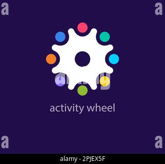 Colorful teamwork logo. Unique design color transitions. Creative activity wheel logo template. vector. Stock Vector