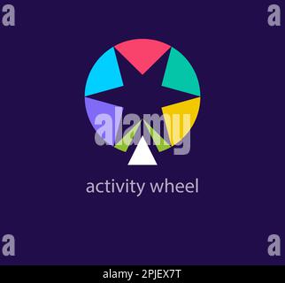 Colorful star wheel logo. Unique design color transitions. Creative Ferris wheel logo template. vector. Stock Vector