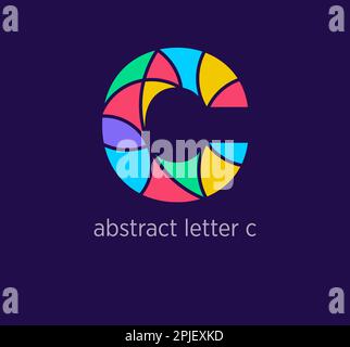 Modern abstract letter c logo icon. Unique mosaic design color transitions. Colorful letter c template. vector. Stock Vector