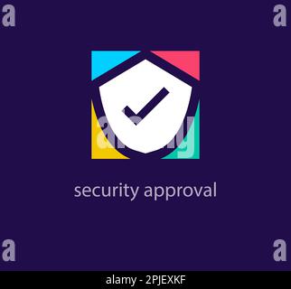 Colorful security approval logo. Unique design color transitions. Creative defense concept logo template. vector. Stock Vector