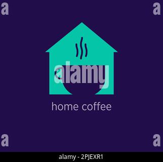 Creative home coffee logo design. Graphic combination real estate logo and coffee concept.vector. Stock Vector