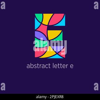 Modern abstract letter e logo icon. Unique mosaic design color transitions. Colorful letter e template. vector. Stock Vector