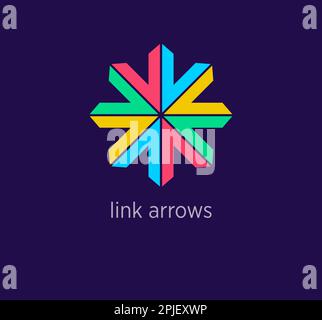 Creative arrow link logo design. Modern design color. Common area human logo template. vector. Stock Vector