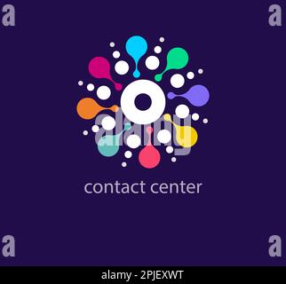 Unique contact center logo design. Colorful digital ports logo template. vector. Stock Vector