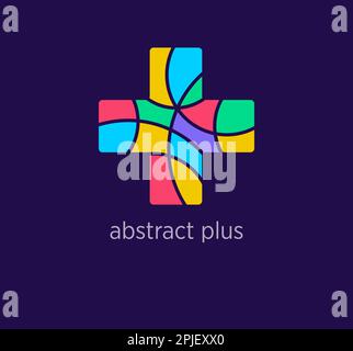 Modern abstract plus logo icon. Unique design color transitions. Colorful health plus logo template. vector. Stock Vector