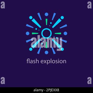 Flash explosion logo. Starburst Round Logo. Circular Design element. Abstract Geometric star rays. Stock Vector