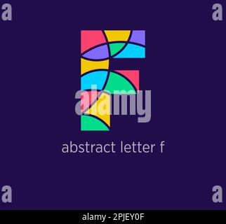 Modern abstract letter f logo icon. Unique mosaic design color transitions. Colorful letter f template. vector. Stock Vector