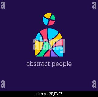 Modern abstract people logo icon. Unique design color transitions. Colorful user logo template. vector. Stock Vector