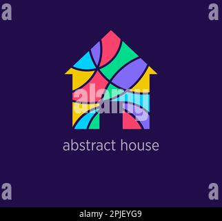 Modern abstract house logo icon. Unique design color transitions. Colorful property, business logo template. vector. Stock Vector