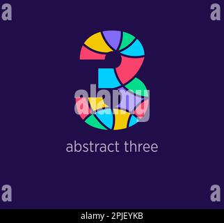 Modern abstract numeral three logo icon. Unique design color transitions. Colorful 3 number template. vector. Stock Vector