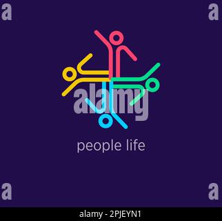Creative people life logo design. Modern design color. Raising hand human logo template. vector. Stock Vector