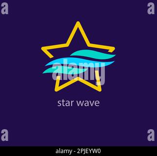 Unique star wave combination logo. Trend color transitions. Star splash icon template. vector Stock Vector