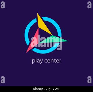 Modern Play center logo. Unique color transitions. Rounded arrows logo template. vector Stock Vector