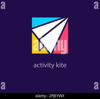 Colorful paper airplane logo. Unique design color transitions. Creative activity kite logo template. vector. Stock Vector