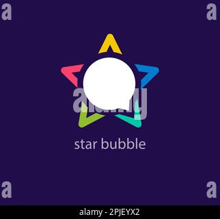 Speech bubble logo in modern star. Unique color transitions. Star chat logo template. vector Stock Vector