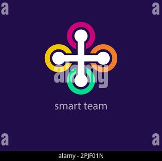 Unique smart link team logo. Trend color transitions. Social innovation idea logo template. vector Stock Vector