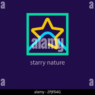 Unique starry nature logo. Modern design color. Travel and landscape logo template. vector. Stock Vector